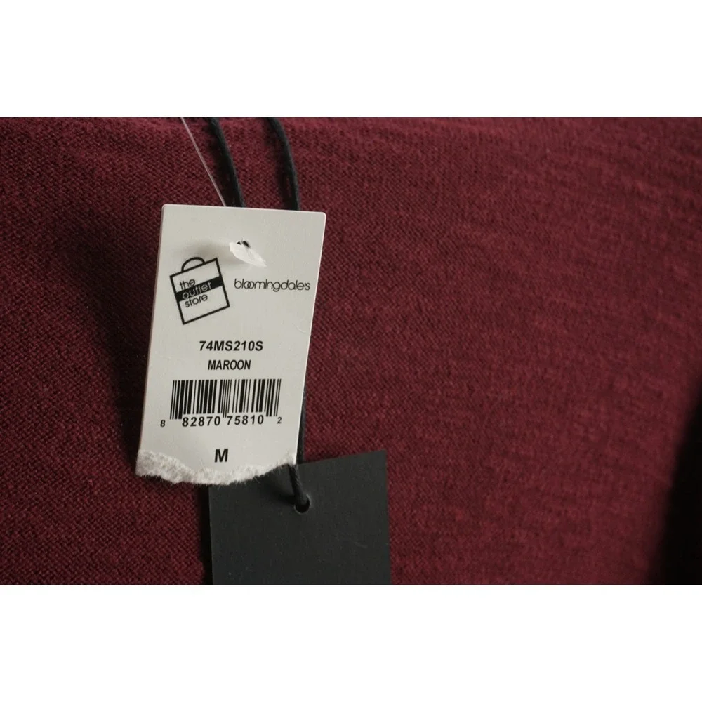 New Josh James Men's Medium‎ Maroon Slub Knit Cotton Heather Crew Jumper Sweater